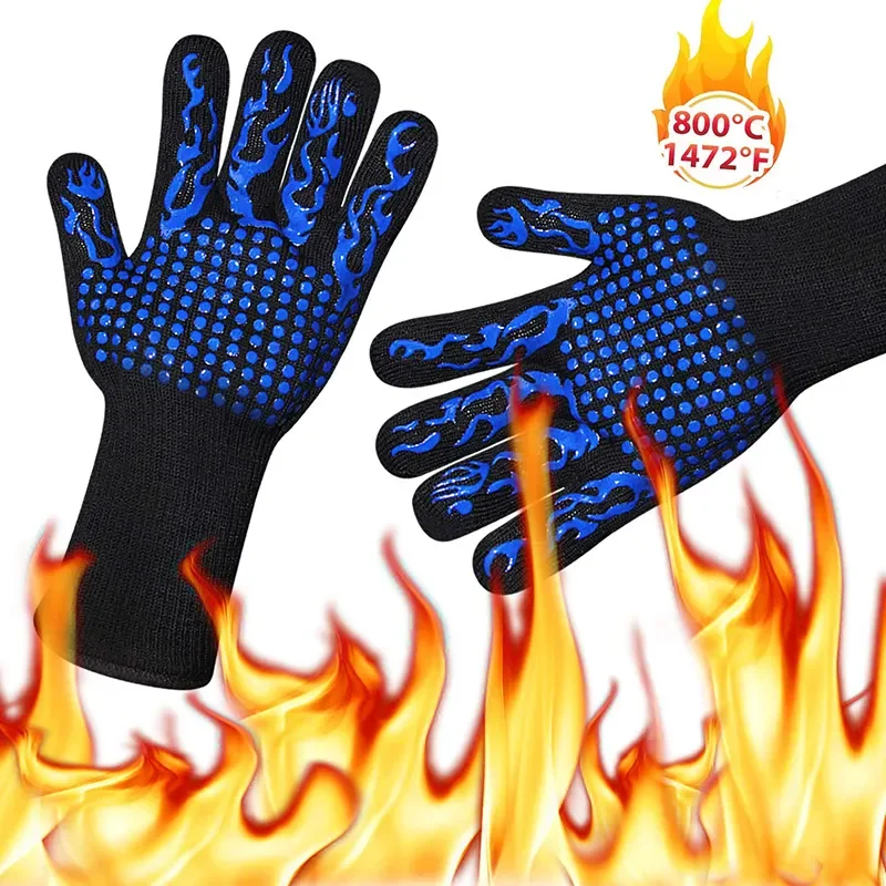 Aramid Barbecue Cotton Silicone Oven Mitts Gloves Extreme Heat Resistant Glove Grill Bbq Glove For Cooking Baking