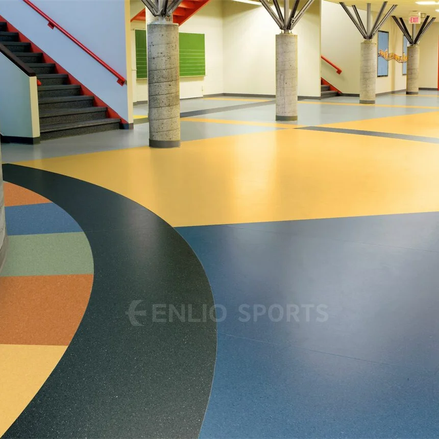 Enlio Waterproof Homogeneous Pvc Floor Roll  Vinyl Pvc Sponge Flooring Roll Plastic Hospital Floor