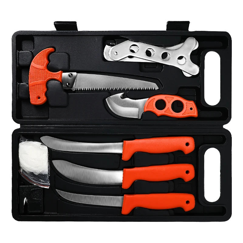 7-Piece Field to Freezer Hunting Game Processing Knife Set Butcher Knife with Gut-Hook Skinner Boning Fillet Knife