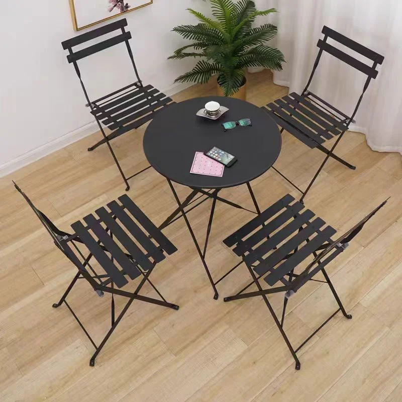 wholesale high quality Round Metal Folding banquet tables cheap Iron restaurant Fold table outdoor table and chair set