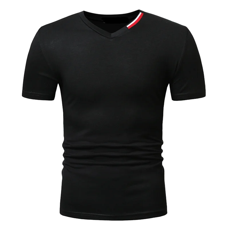 Мужская Удобная футболка из мягкого хлопка с V-образным вырезом