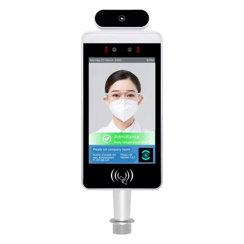Terminal 8 Inch Checking Digital Kiosk Facial Access Control Displays Body Temperature Measuring Face Recognition