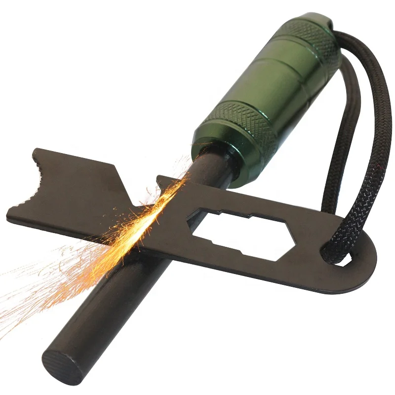 10mm Thick Top Seller Survival Ferro Rod Camping Fire Starter with Waterproof Metal Capsule