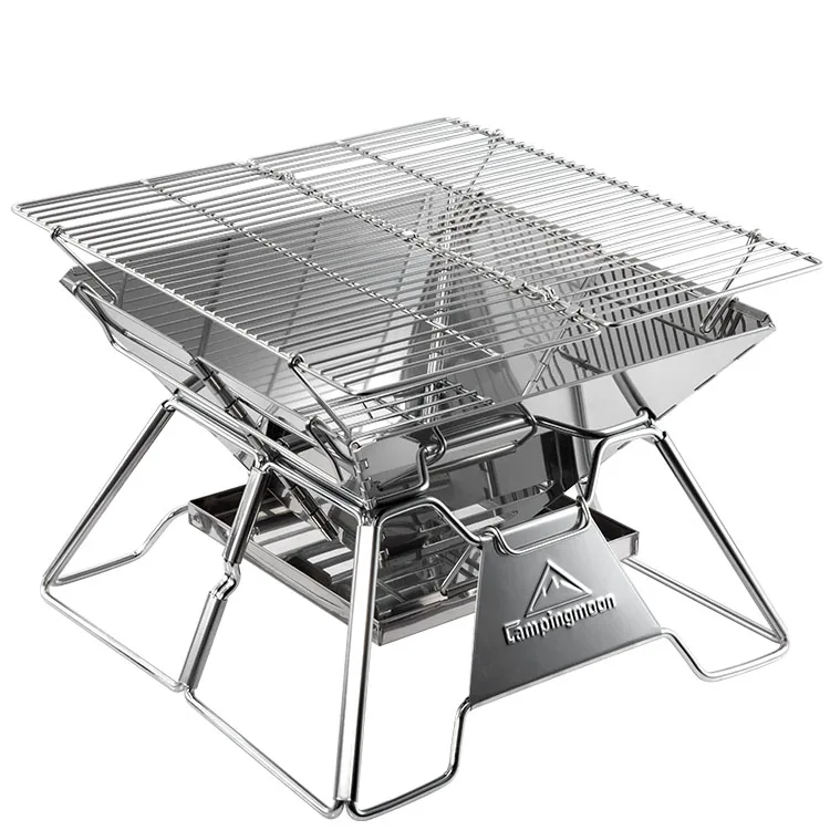 Campingmoon откидной гриль для барбекю плита для кемпинга деревянный портативный мини-складной наружный нержавеющая сталь дровяная печь кемпинг плита MT-2