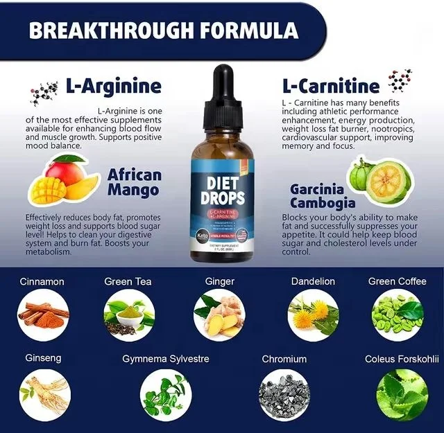 OEM diet drops L-carnitine L-arginine organic detox fast fat burner metabolism booster powerful antioxidant slimming weight loss