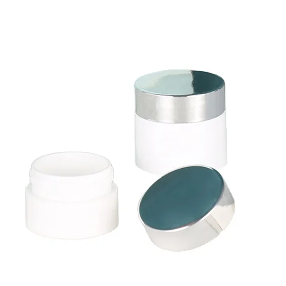 
customized color white PP plastic cosmetic jar 5g 10g with silver lid for eye cream 