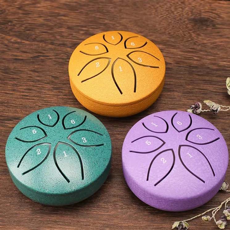 Hot Sale High Quality Portable Colorful 3 Inch 6 Notes MINI Steel Tongue Drum Ethereal Drum
