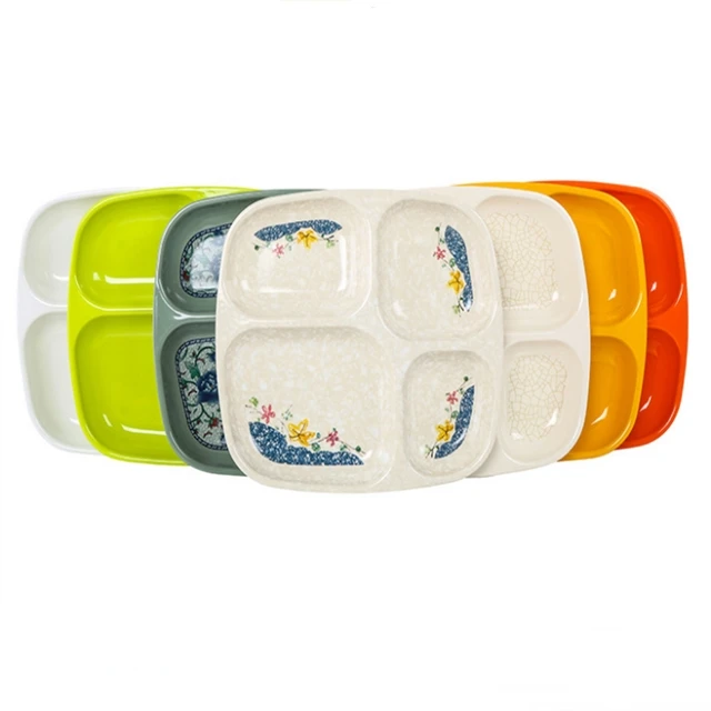 Divideded Plastic Serving Food Plate Factory Direct Sale Fast Food Plates Set