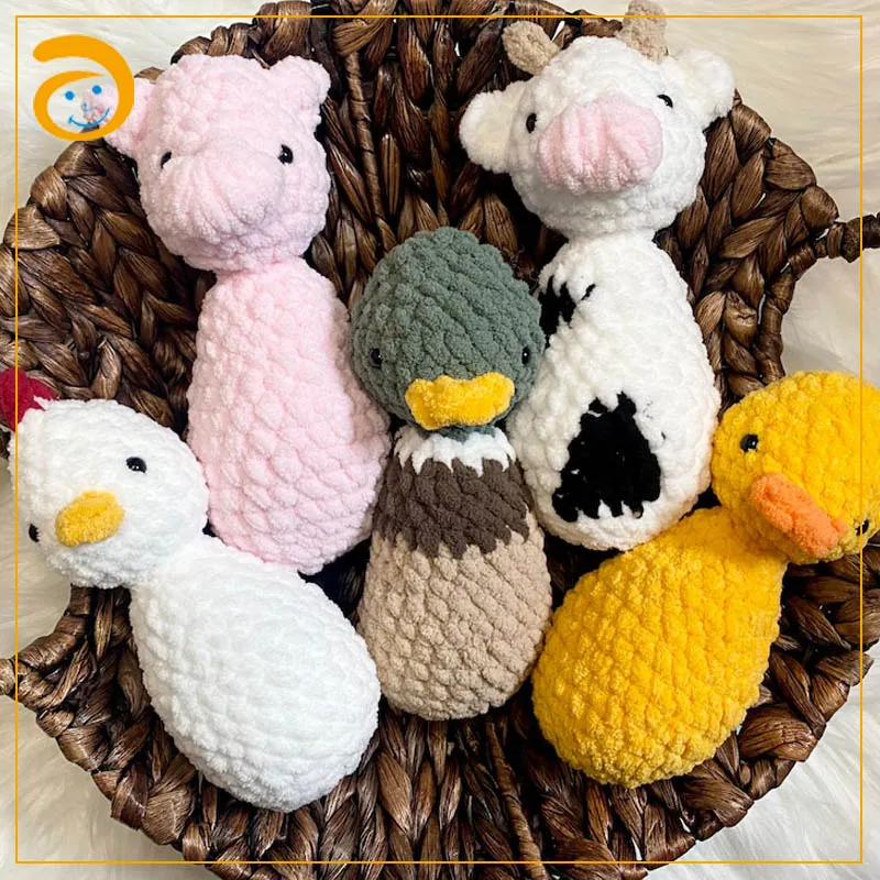 Crochet Chicken barnyard friends, crochet peg animals, crochet farm animal toys