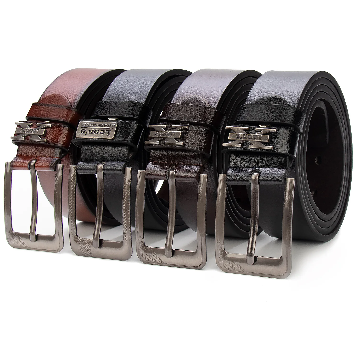 High Quality Luxury Pin Buckle Unisex Cowhide Stylish Retro Genuine Leather Belt