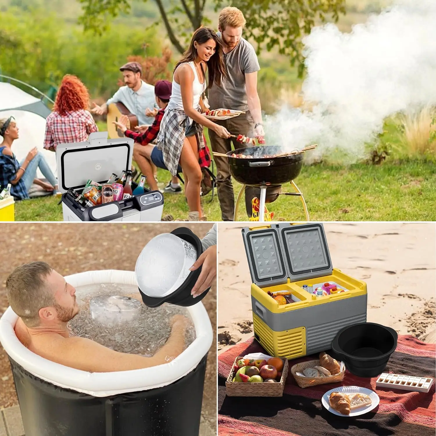 8lbs Big Ice Maker Mould for Cold Plunge or Freezer Reusable Dishwasher Silicone Ice Cube Tray Stencil for Ice Bath