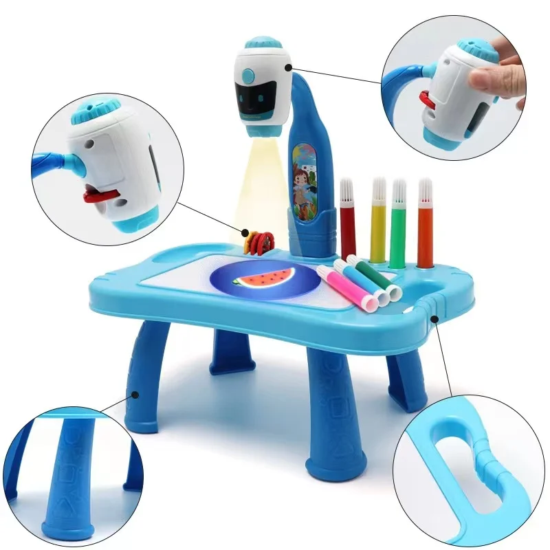 Children Painting Board Desk Led Projector Art Drawing Toys Set Drawing Projector Educational Toy For Kids