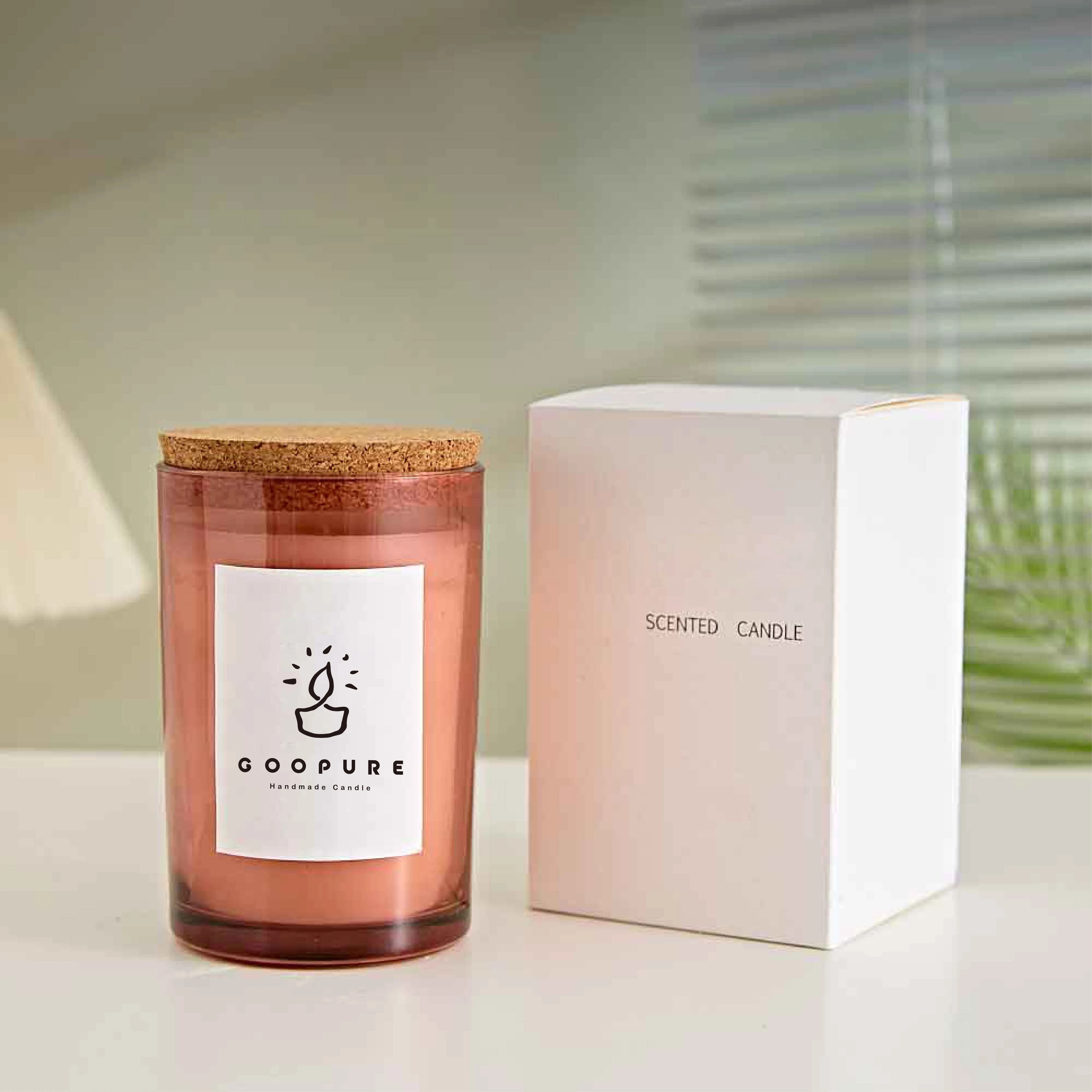 Wholesale Empty Luxury 580g  Extra-large Size Custom Logo Colorful Container Glass Candle Jars With Cork Cap