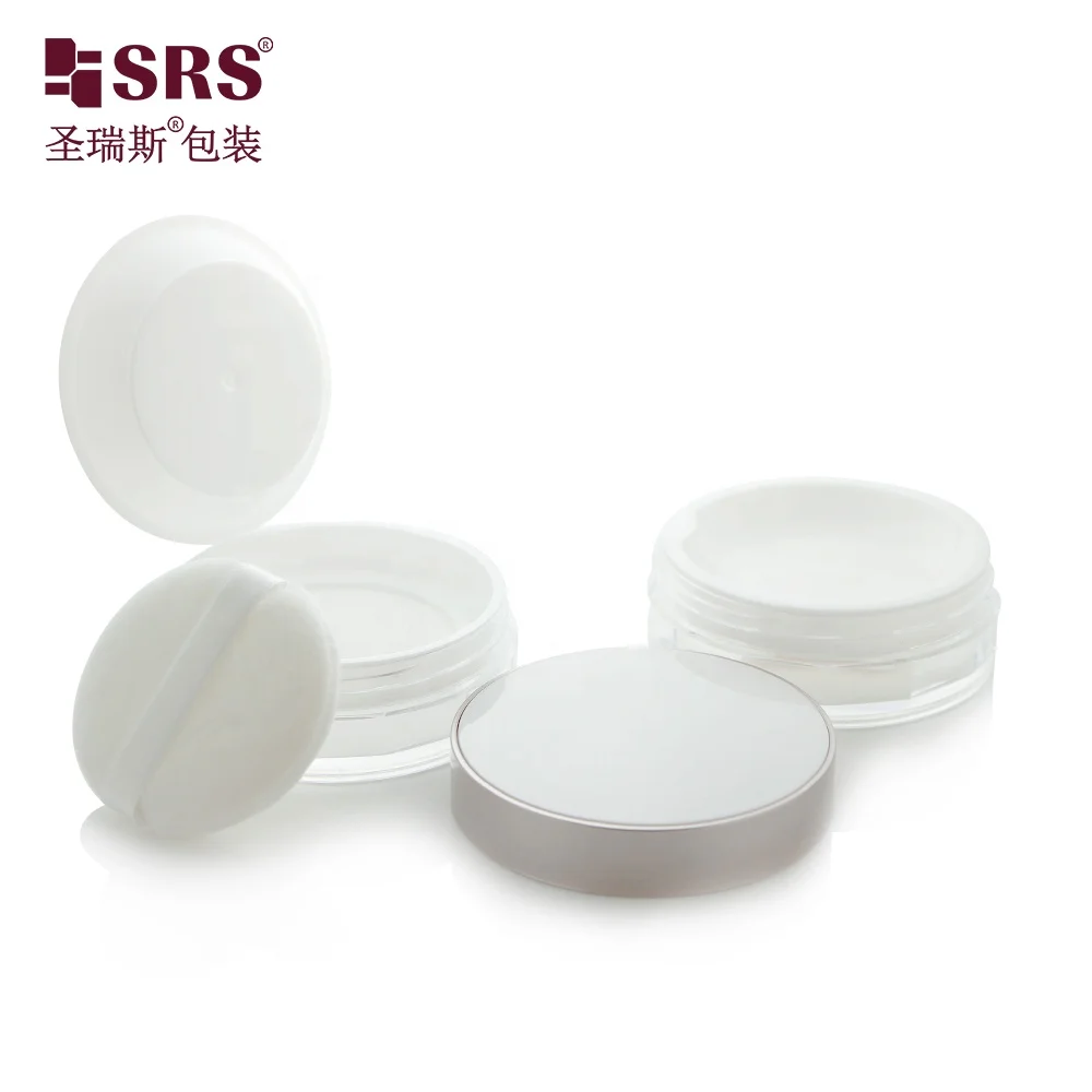 S030-15g Empty Refillable Cosmetic Loose Powder Container with Elastic Sifter Plastic Jar with Elastic Mesh For Make up Setting