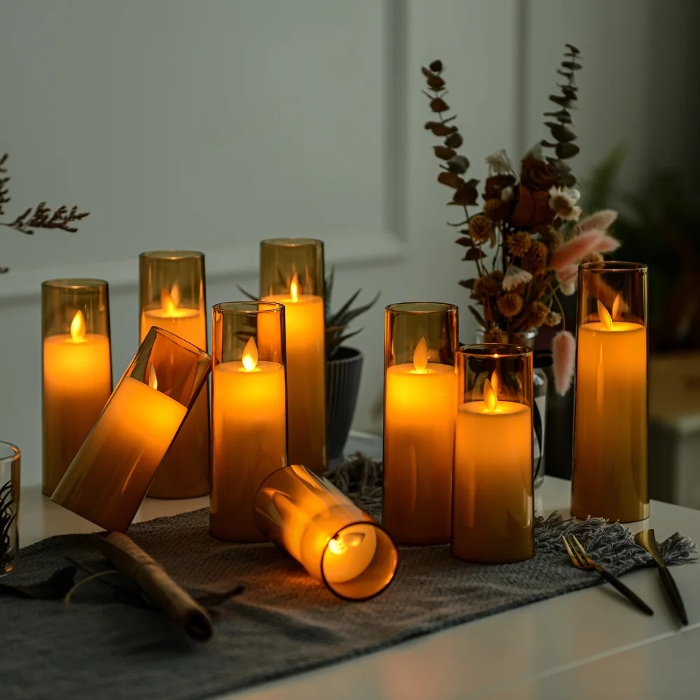 Various sizes of home decoration battery led candle light wholesale 4' 5' 6'with remote electric flameless pillar candles