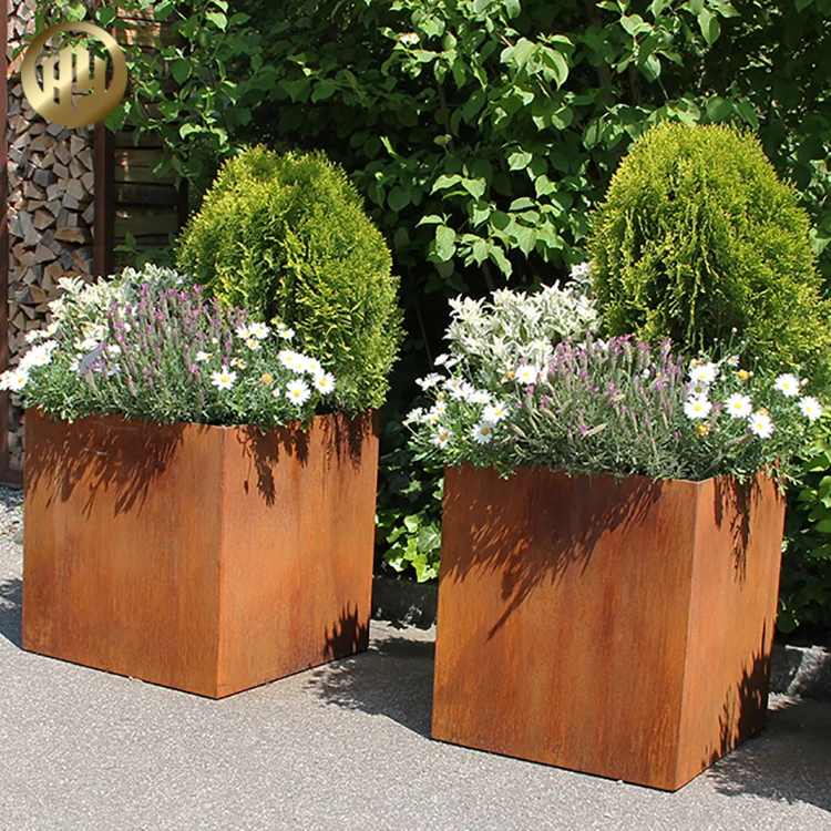 Металлические горшки для растений квадратная коробка Corten Steel Cube
