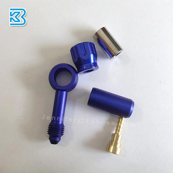 Motorcycle an3 3an -3an crimped aluminum banjo 10mm brake hose fittings for 1/8 3.2mm PTFE stainless brake hose lines