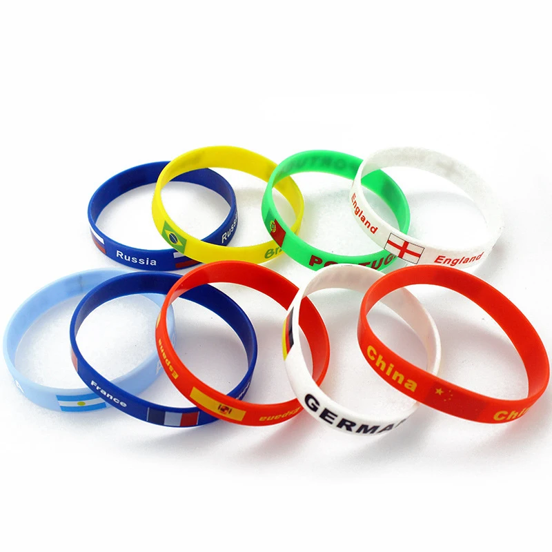 Promotional Custom Printed Logo Eco-friendly Silicone Rubber Bracelet Wrist Band National Flag Colors Silicone Wristband