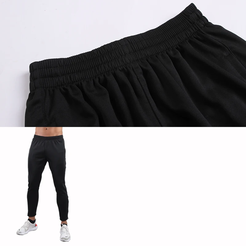 Mens Soccer Training Sport Trousers with Pocket Zipper Jogging Male Fitness Workout Running Pants 1 Piece Sportswear Adults