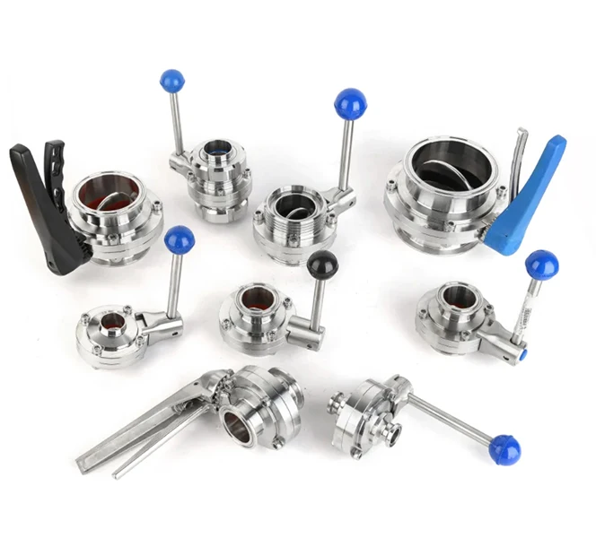 Sanitary Food Grade Ss 4' 6' 8' Inch Big Medical Welding Butterfly Valve Air Spring Price 3A