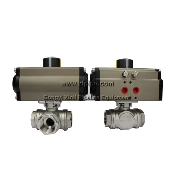 3 inch 4 inch Various Sanitary stainless steel 1000psi 3 PC 3 way 2 way ball valves with pneumatic actuator