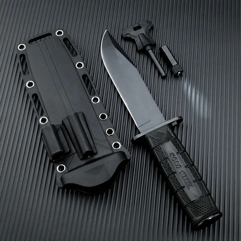 Camping Knife 3220499B Back Country Fixed HUNTING KNIVES LED light Survival Tactic knife With Flint Stick hard plastic sheath