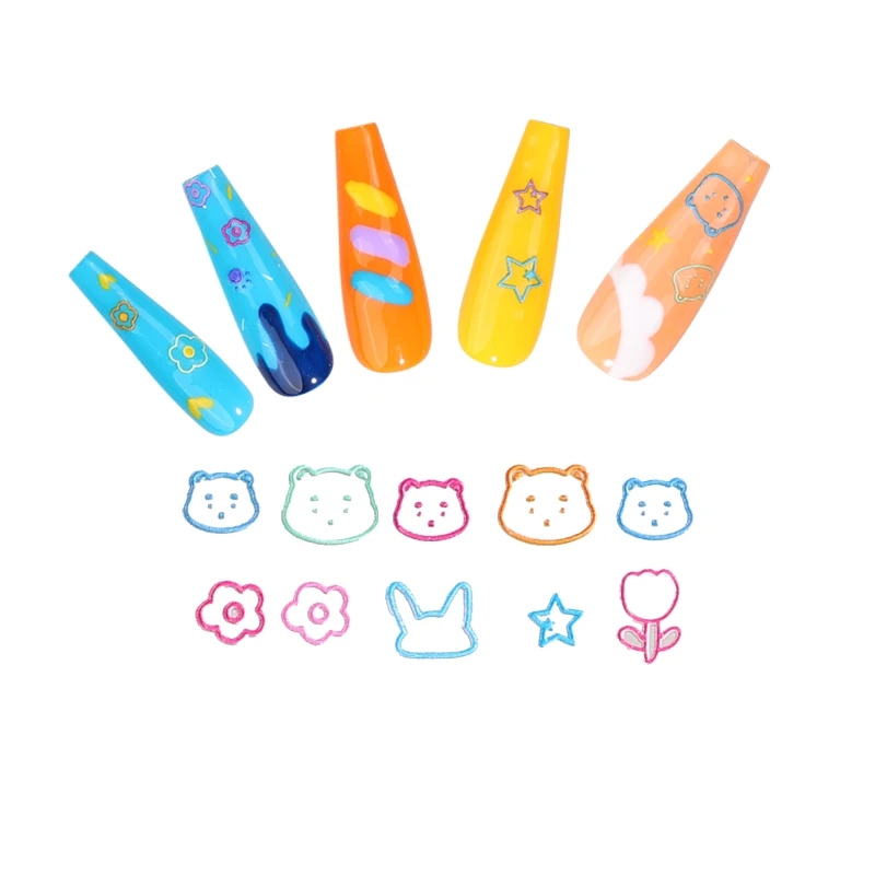 2023 Easy to Operate Simple cute animals Waterproof High quality nail art embossed applique for teens girls
