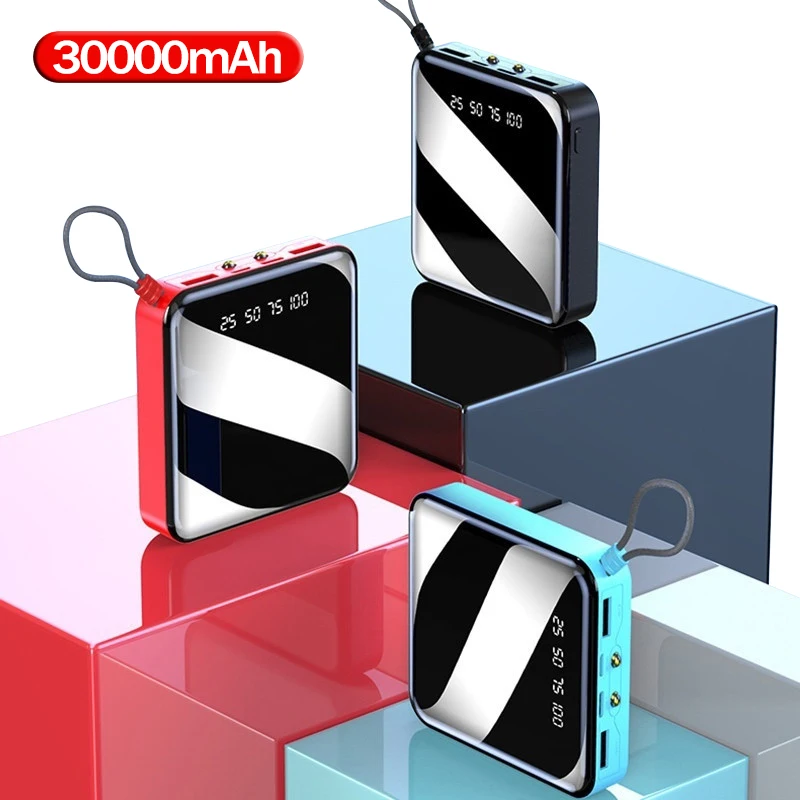 Mini Power Bank 30000mAh LED Power Display 10000mAh Small Portable Charger Bank Mobile Bank Power Supply