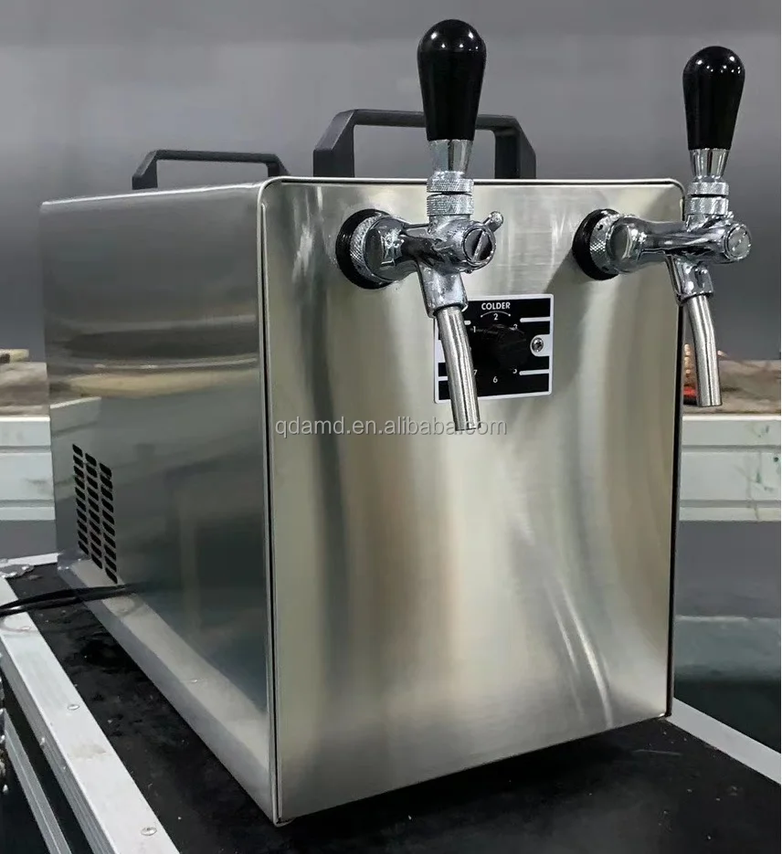 Countertop dry cooling beer dispenser chiller with double tap for instant cold draft beer cooler