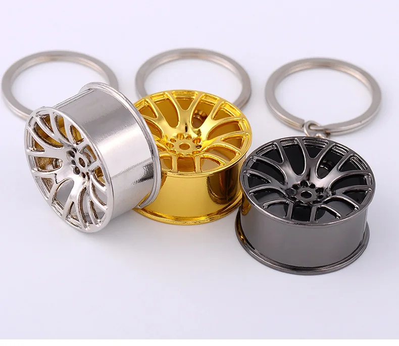 Creative gift car modified wheel hub metal key chain turbocharged advertising belt key ring ring pendant