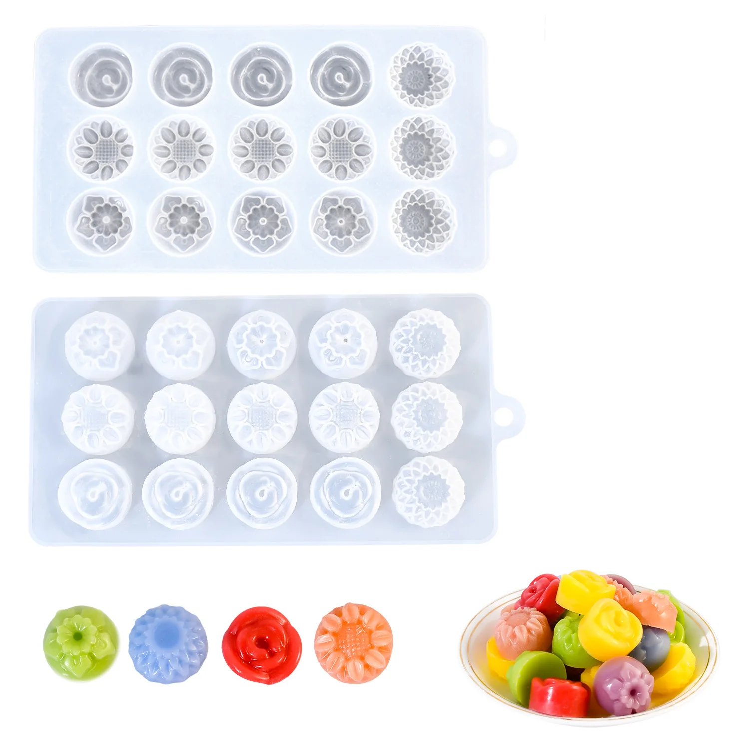 Wholesale Crystal Clear Epoxy Resin Kit 15 Holes Flower Cake Mold Resistant Chocolate Mold