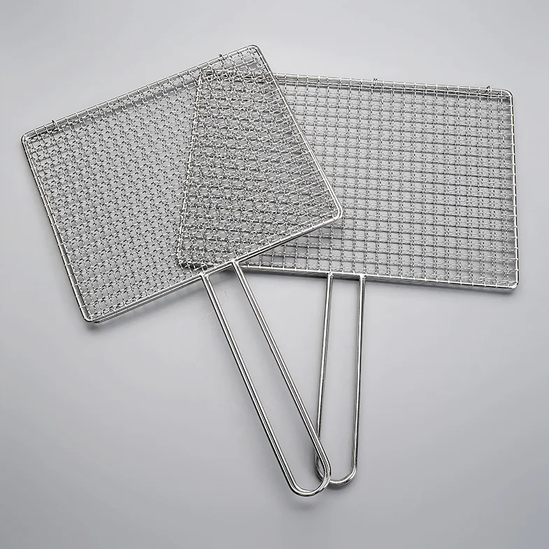 Non-stick Grill Basket BBQ Wire Mesh Grill Net Grilled Clip for Fish & Vegetable & Steak