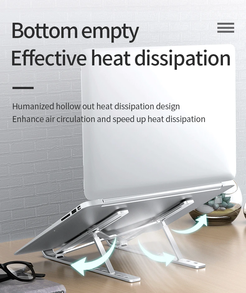 Hot Product Adjustable Notebook Aluminum Laptop Holder Monitor Stand Portable Foldable Laptop Cooling Stand
