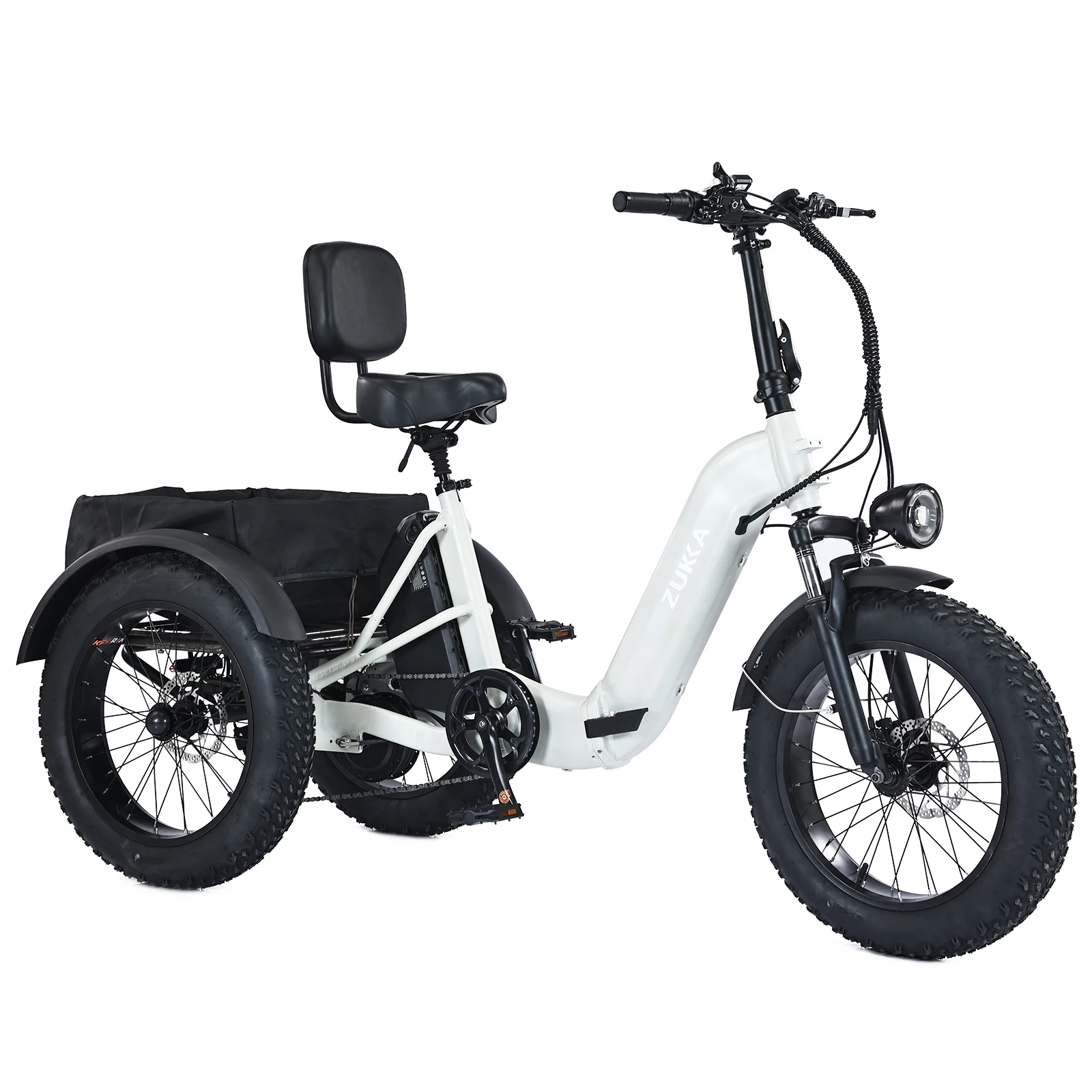ZUKKA Fat Tire Foldable Rear Drive 48V500W Electric 3 Wheel Tricycle With Dual Battery 48V13A Lithium Battery Tricycles