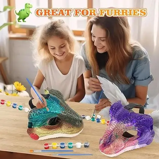 DIY Creative Dino Mask Dinosaur Moving Jaw Masks Animal Head Mask Toy Halloween Costume Party Cosplay Gifts For Girls & Boys