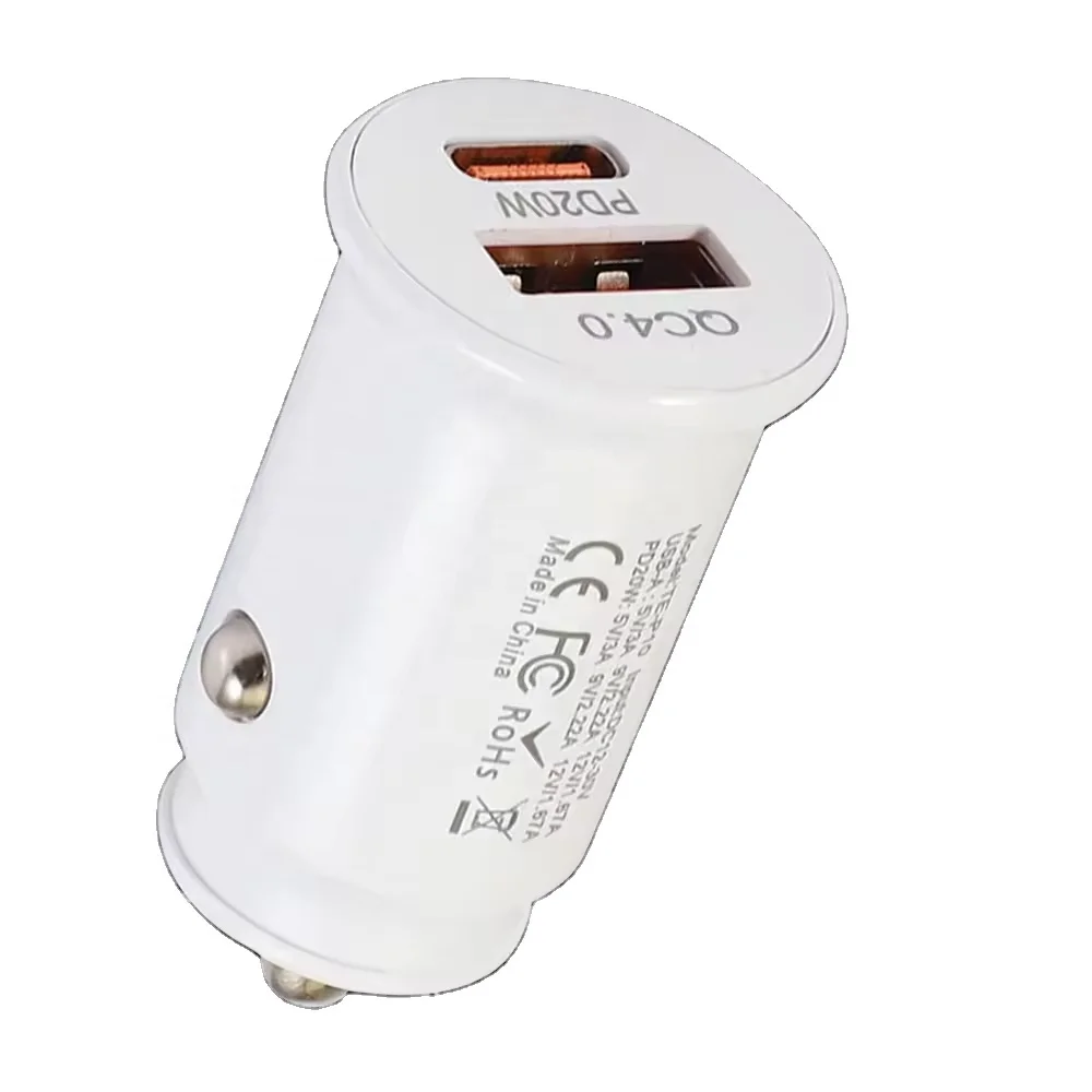 Hot sell 20w mini car charger cigarette lighter Usb+pd Car Charger Support Super Fast Charging Car Adapter For Iphone Samsung