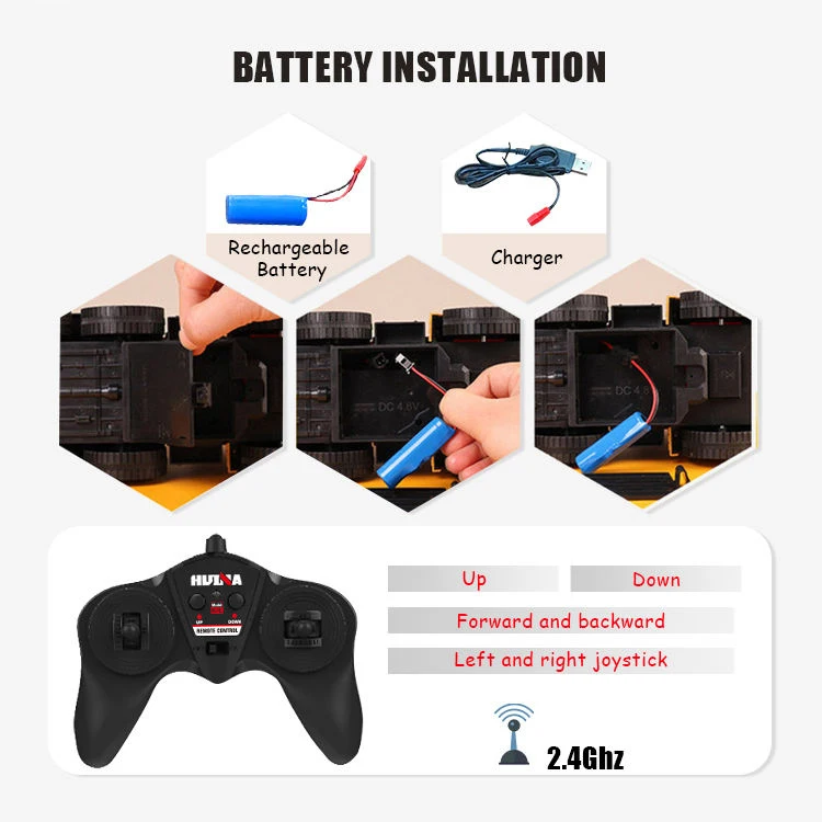 Huina 1/18 RC Dump Truck Toys 2.4G Project Remote Control Vehicle Kids Construction Engineering Series Radio Control Toys