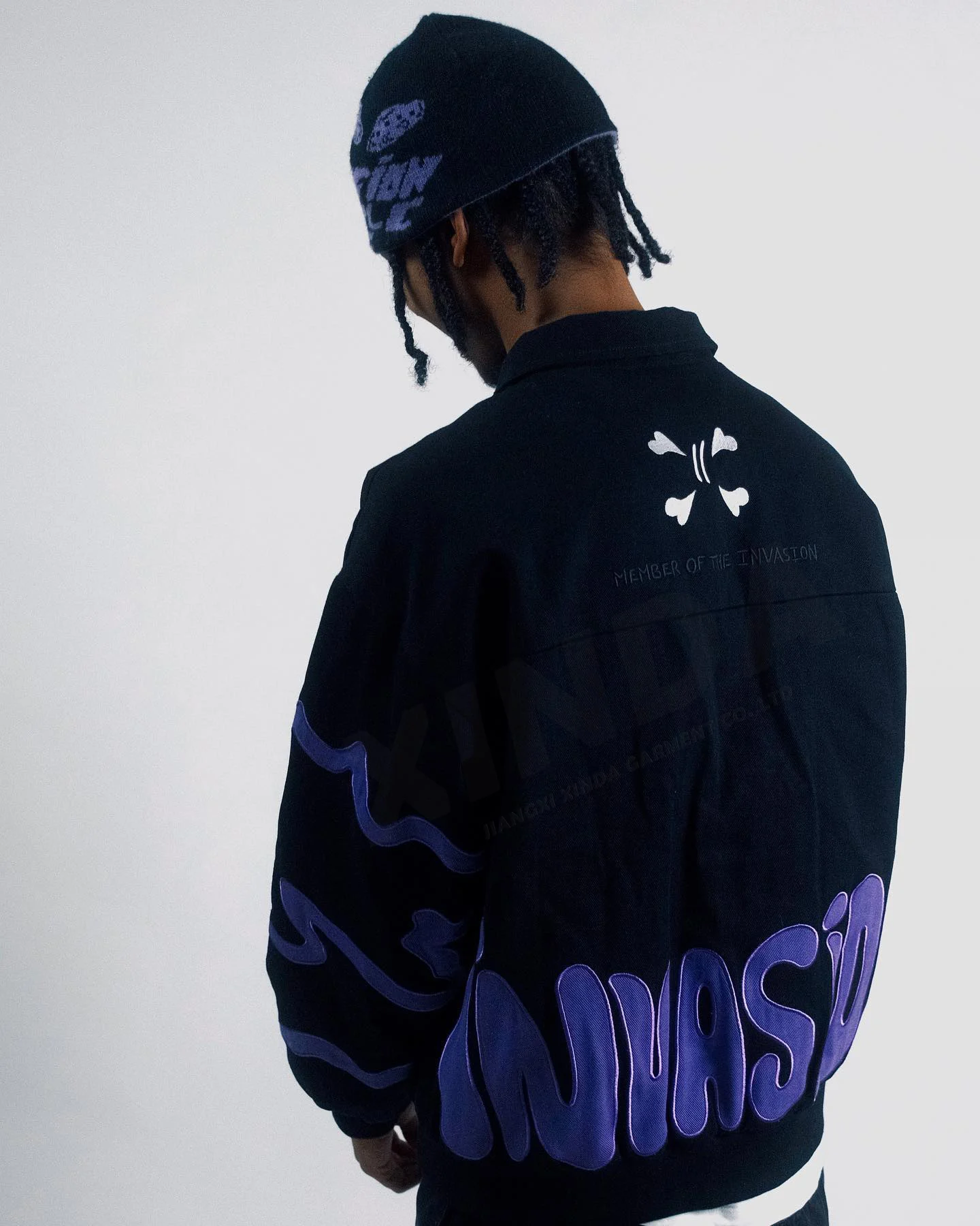 New fashion denim tears flat embroidery printed high street same style washed retro denim jacket for men