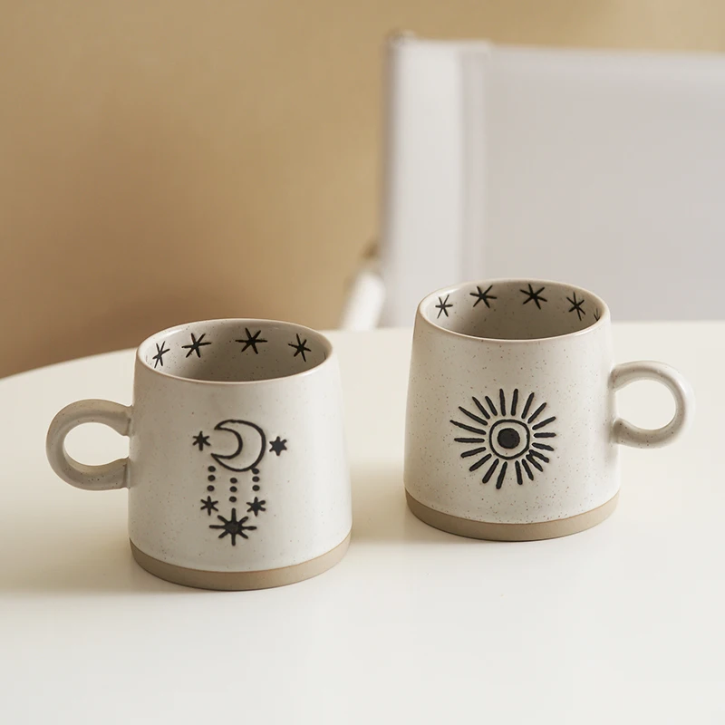 siyue 400ml Handmade pottery clay Ceramic glaze Drinkware office water coffee tea mug Cups set wholesale With Handle 3213