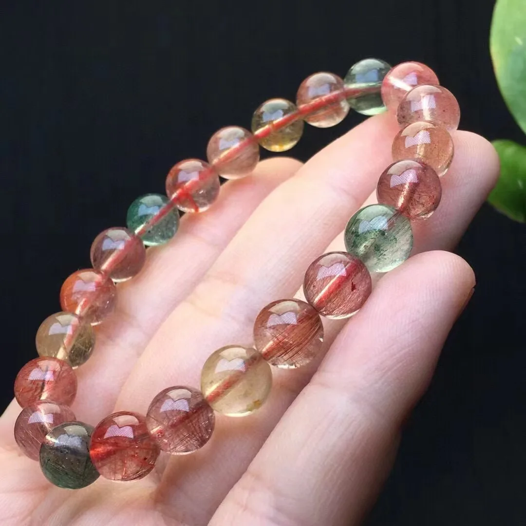 Wholesale Natural Gemstone Healing Stones Colorful Rutilated Bracelet For Jewelry Gift