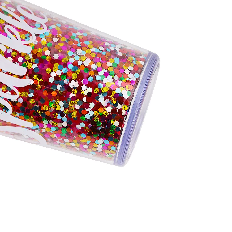 24FL 0Z 710 ML  Hot Sale Double Wall tumbler Drinkware Plastic bottle with color mixed Confetti inside