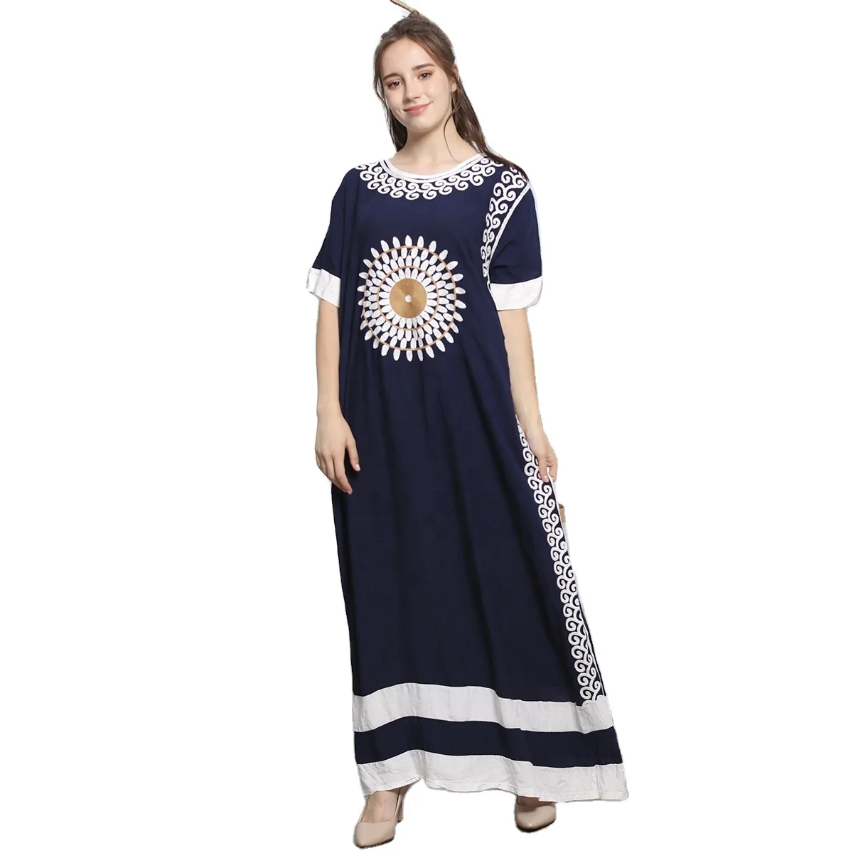 
Nighties for Women Ladies Muslim Clothing Abaya Kaftan Rayon Woven Evening Dress African Dresses Women Pajamas robe 