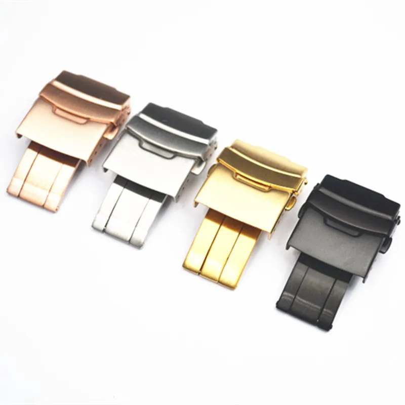 New upgraded good quality fine brushed grinding 304 stainless steel watch buckle with folding  solid watch band clasp
