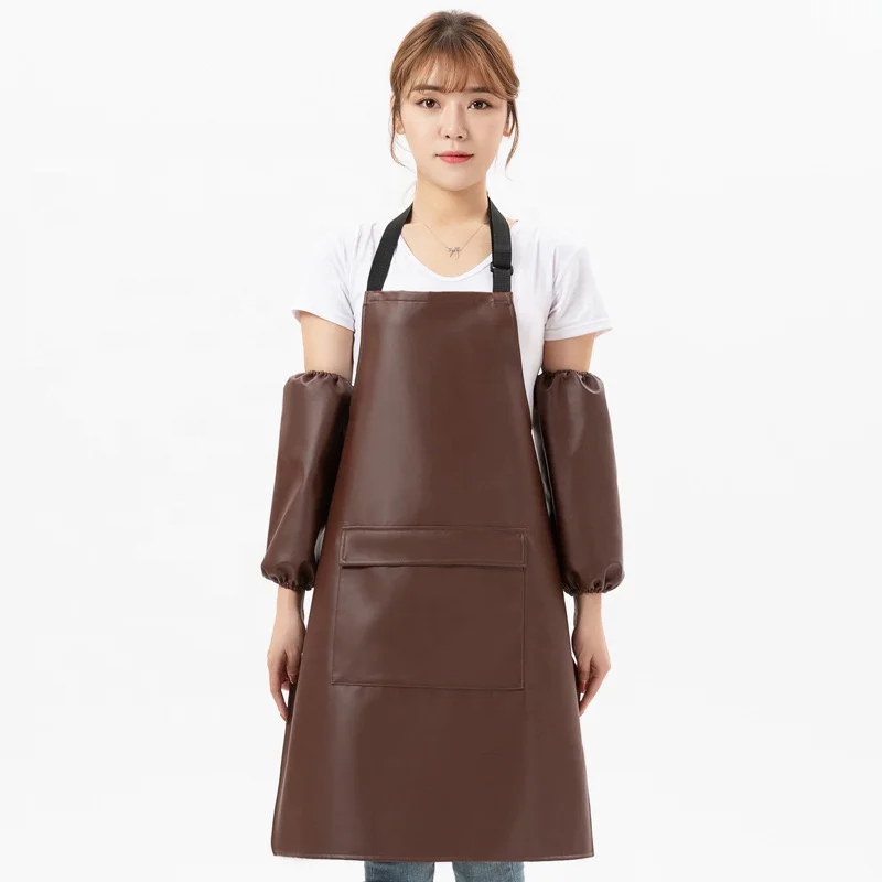 Factory-Direct Adjustable Custom Print Logo PU Leather Cooking Food Man Women Garden Bib Chef Kitchen Apron