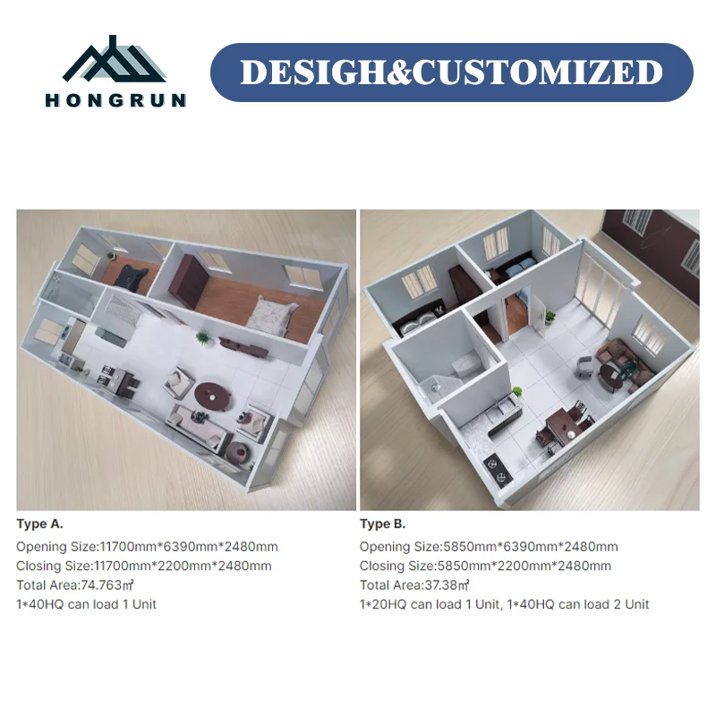 Prefabricated Mini Mobile small home Modern Simple Tiny house portable room Steel Trailer on wheels 2 bedroom home