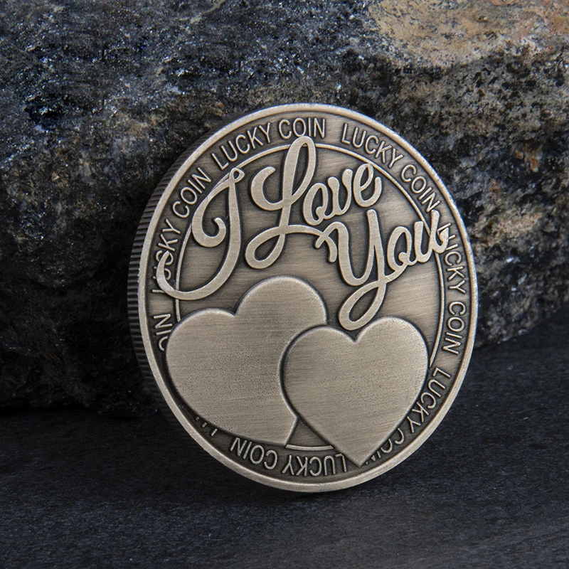 Fancy Round Antique Silver Embossed I Love You Souvenir Love Coin metal coin