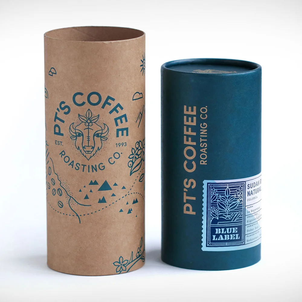 Natural food grade custom design multiple use  container tea coffee beans packaging paper tube aluminium inside