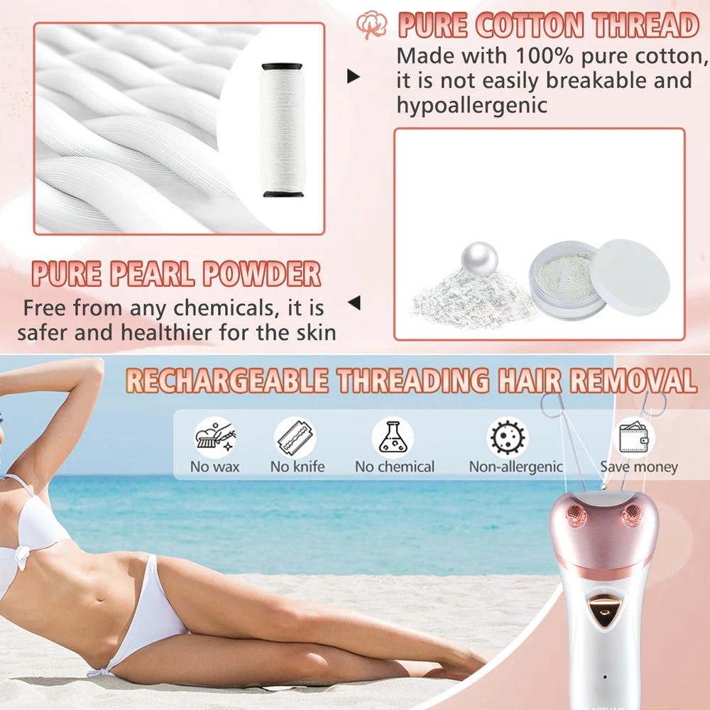 Moehair Automatic Threader Machine Epilator Facial Hair Remover Threading Hair Removal for Women