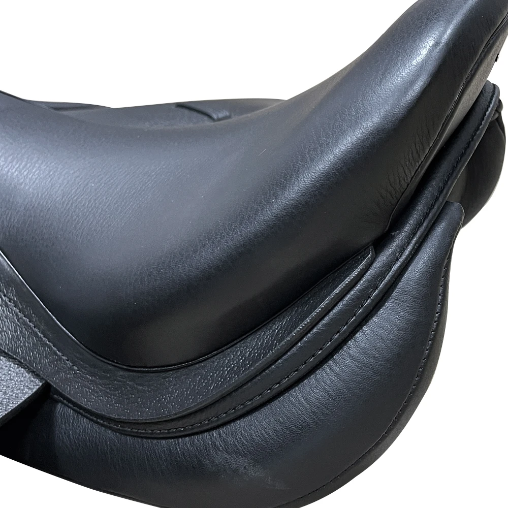 High Quality Removable Black Leather Rocking English Saddle for Horse Racing Dressage Saddle Seat Show Jumping and Polo
