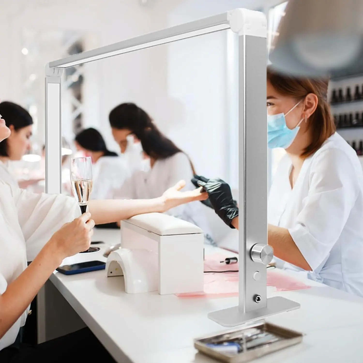 OEM/ODM New 36W Rectangle LED Nail Table Lamp Foldable Desktop Half Moon Nail Lamp Beauty Embroidery Lighting